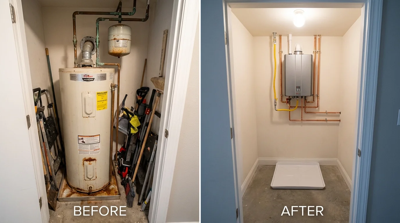 Tank water heater versus wall-mounted tankless unit comparison for West Lafayette, OH homeowners